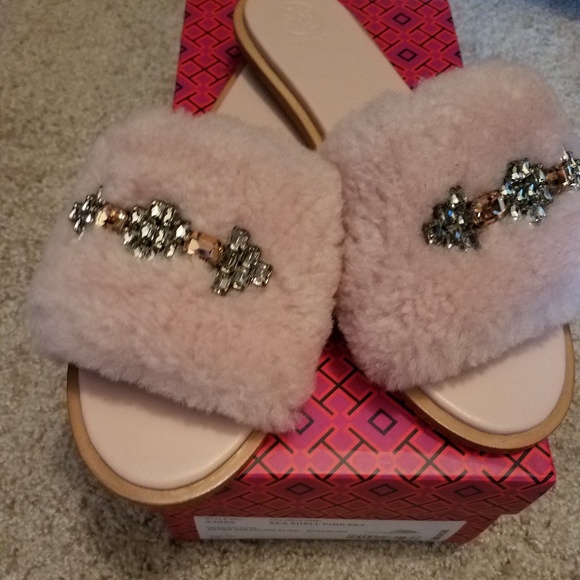 tory burch fur slides